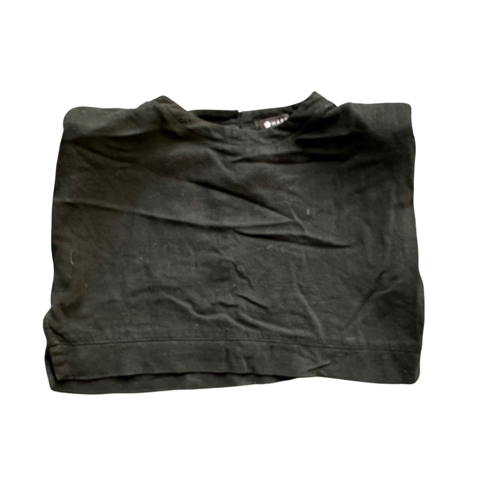 Hapari Black Linen Blend Crop Top Sleeveless Side Button HSET0008 Small